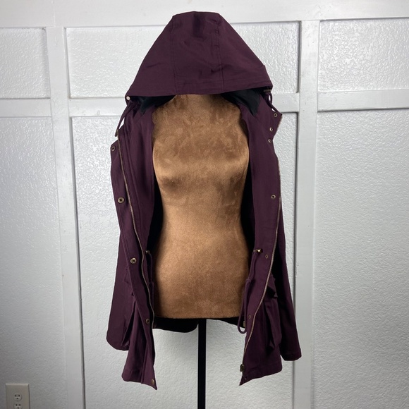 Eden Society Burgundy Hooded Utility Jacket Women’s Large - Picture 7 of 10